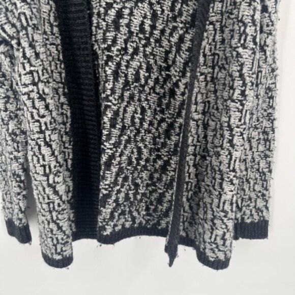 Loft Women's Marbled Wool Blend Open Front Cardigan Sweater Gray Black Size XL - Picture 7 of 10